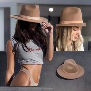 LACK OF COLOR THE FREY FEDORA HAT TAUPE SIZE 55CM (S)
